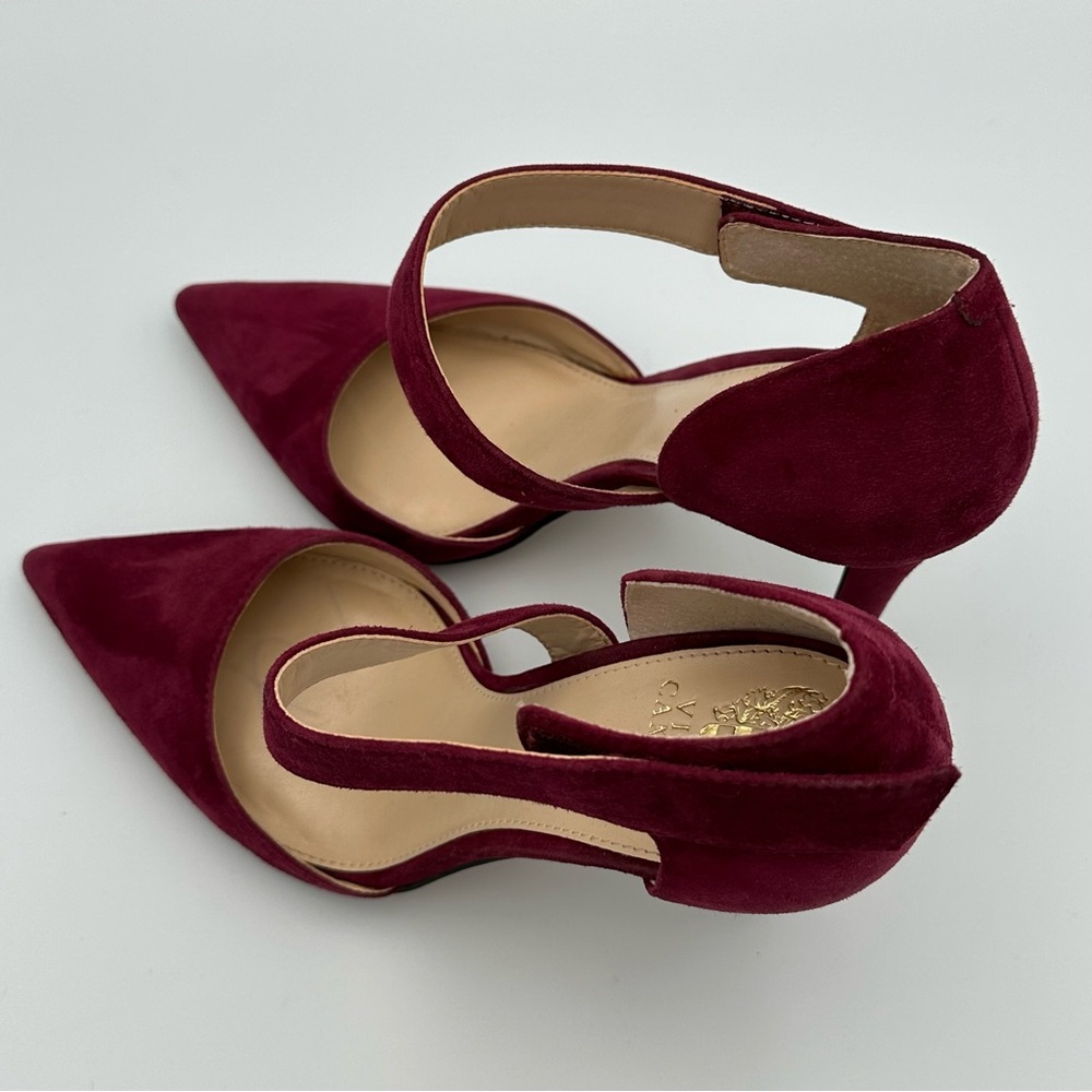 Vincent Camuto VC-Charlotte Women’s Size 9 US Red Suede Ankle-Strap Heels Shoes - Picture 2 of 11